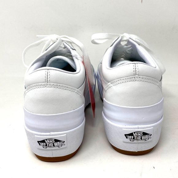 VANS PLATFORM Old Skool Stacked Leather Sneakers White Women’s Size VN0A4U15OER - Picture 5 of 12